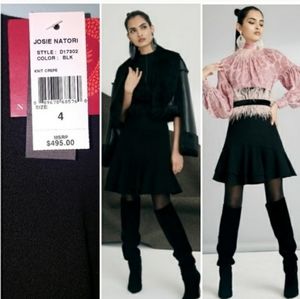Josie Natori Black Knit Crepe Skirt $495 Size 4